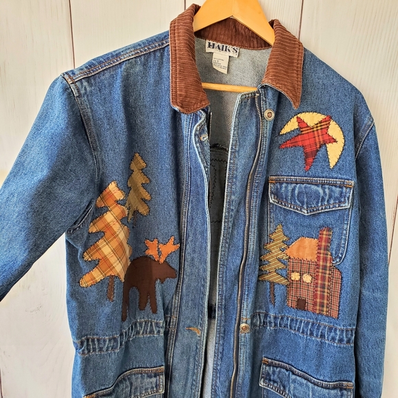 Vintage denim jacket patched printed - Picture 10 of 14